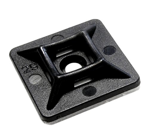 intervisio Juego Soportes Adhesivos para Bridas de Cable 19 mm x 19mm, Clips Adhesivo para las Brida de Plastico, Base de montaje sujetacables autoadhesivos cables, Negro, 100 Piezas