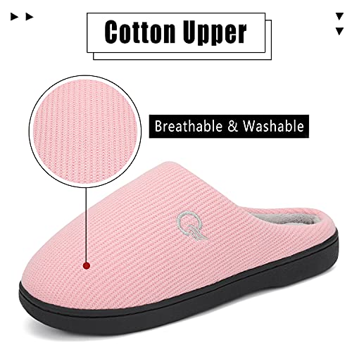 Invierno Pantuflas Mujer Zapatillas de Casa Mujers Slippers Memory Foam CáLido Antideslizantes Interior Al Aire Libre Zapatilla de Estar Rosado 38/39