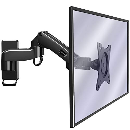 Invision Soporte Monitor Pared de PC y TV, para Pantallas 17-27", Ergonómico Soporte de un Solo Brazo Altura Ajustable con Inclinación, Giratoria y Rotar, VESA 75x75mm y 100x100mm, Peso 2-7kg [MX250]