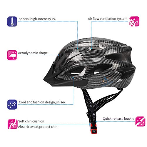 ioutdoor Casco de bicicleta de 56 a 64 cm con visera [Auriculares deportivos, 18 ventilaciones] Para Unisex Adultos [Negro carbón - Grande]