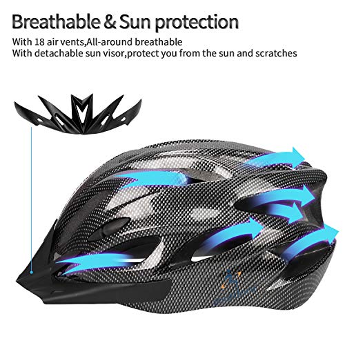 ioutdoor Casco de bicicleta de 56 a 64 cm con visera [Auriculares deportivos, 18 ventilaciones] Para Unisex Adultos [Negro carbón - Grande]