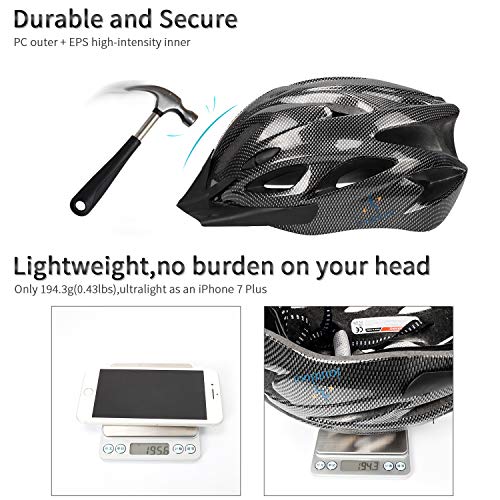 ioutdoor Casco de bicicleta de 56 a 64 cm con visera [Auriculares deportivos, 18 ventilaciones] Para Unisex Adultos [Negro carbón - Grande]