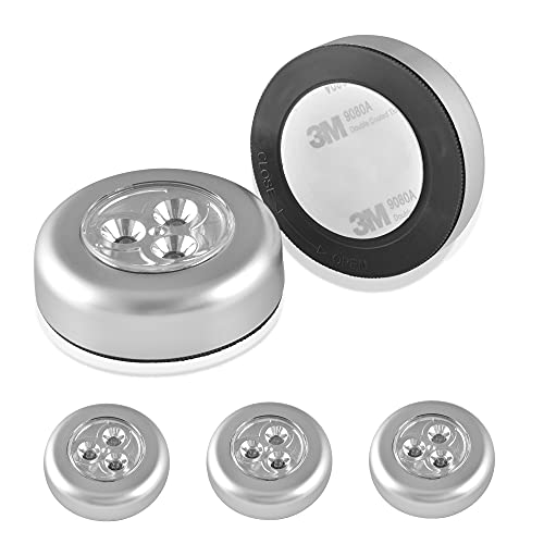 ipow 5Pcs Luz LED Adhesiva, Luz Nocturna con Pulsador, Iluminación LED para Armario, Luz LED Inalámbrica, Luz Nocturna a Pilas, Lámpara Nocturna sin Cable, Luz Blanca Fría