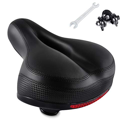 IPOW Sillín de Bicicleta, Asiento de Bici de Gel Impermeable y Transpirable, Cómodo Asiento Ergonómico de Bici, Bicicleta de Carretera, Bicicleta de Montaña, EMTB, Negro