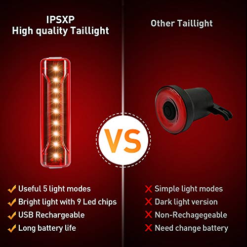 IPSXP 1000 lúmenes Luz Bicicleta, USB Recargable LED Faro Delantero para Bicicleta Alto Brillo 6 Horas Linterna de Seguridad para Ciclismo de montaña con 3 Modos,Impermeable Luces Bicicleta