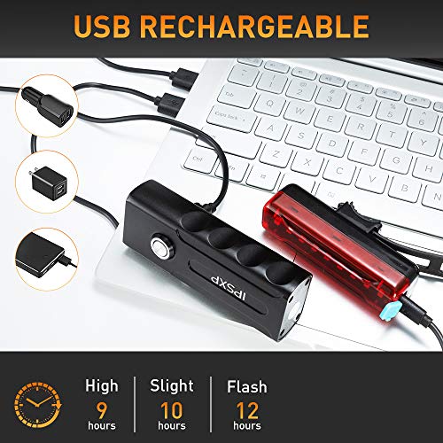 IPSXP 1000 lúmenes Luz Bicicleta, USB Recargable LED Faro Delantero para Bicicleta Alto Brillo 6 Horas Linterna de Seguridad para Ciclismo de montaña con 3 Modos,Impermeable Luces Bicicleta