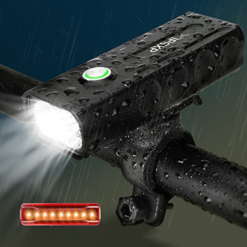 IPSXP 1000 lúmenes Luz Bicicleta, USB Recargable LED Faro Delantero para Bicicleta Alto Brillo 6 Horas Linterna de Seguridad para Ciclismo de montaña con 3 Modos,Impermeable Luces Bicicleta