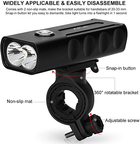 IPSXP 1000 lúmenes Luz Bicicleta, USB Recargable LED Faro Delantero para Bicicleta Alto Brillo 6 Horas Linterna de Seguridad para Ciclismo de montaña con 3 Modos,Impermeable Luces Bicicleta