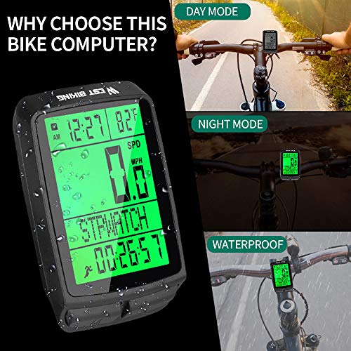 Iriisy Ciclocomputador para Bicicleta, Velocímetro de Bicicleta de Retroiluminación, con Pantalla LCD, 5 Idiomas Impermeable Cuentakilómetros para Bicicleta(5 Idiomas-Inalámbrico)