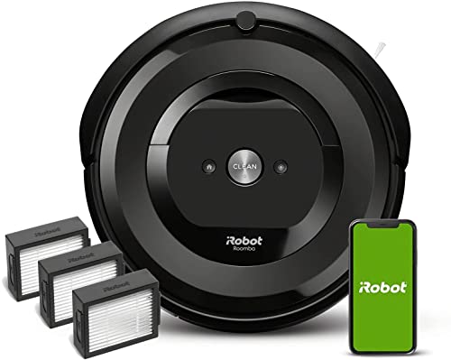 iRobot Aspirador con conexión Wi-Fi iRobot Roomba e6192 con 2 cepillos de Goma multisuperficie, Óptimo para Mascotas, Sugerencias Personalizadas + Roomba Pack de 3 filtros