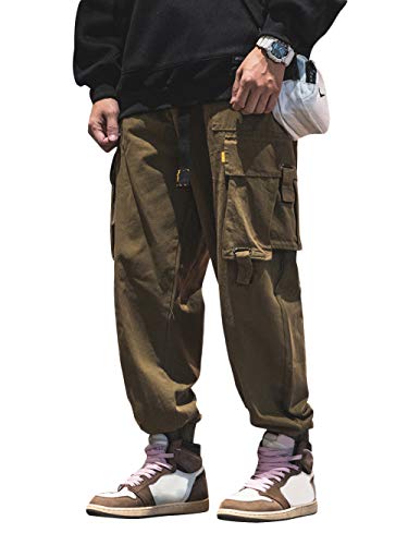 Irypulse Unisex Cargo Pantalones Combate Trousers Multi Bolsillos Flojo Moda Ropa Calle Pants para Hombres Mujeres Jóvenes Otoño Invierno