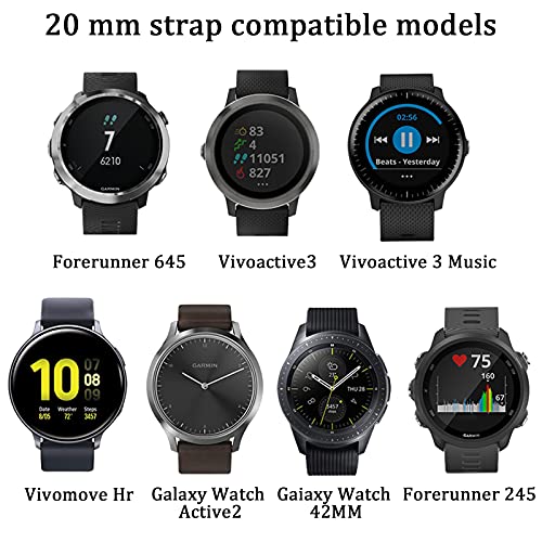ISABAKE 20mm Correa de Reloj para Galaxy Watch 42mm/Vivoactive 3/Galaxy Active 2/Forerunner 245/Vivomove HR/Forerunner 645/Forerunner 645