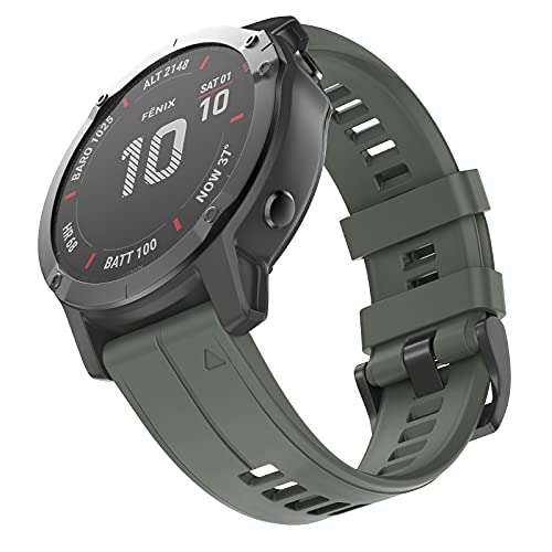 ISABAKE 26mm Correa de reloj repuesto Quickfit de silicona suave para Garmin Fenix 5X / Fenix 5X Plus / Fenix 6X / Fenix 6X Pro / Fenix 3 / HR / D2 Delta PX Smartwatch Band