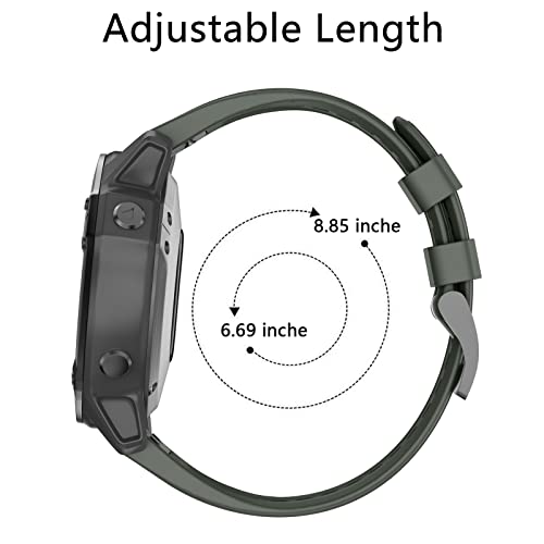 ISABAKE 26mm Correa de reloj repuesto Quickfit de silicona suave para Garmin Fenix 5X / Fenix 5X Plus / Fenix 6X / Fenix 6X Pro / Fenix 3 / HR / D2 Delta PX Smartwatch Band