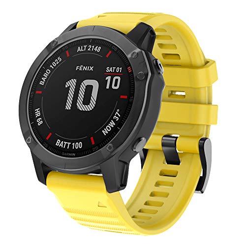 ISABAKE Correa de Reloj para Garmin Fenix 6X / 6X Pro, Fenix 5X / 5X Plus, Accesorios Fenix 3/3 HR, Banda QuickFit de 26 mm de Ancho (Amarillo/Naranja)