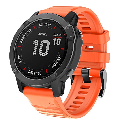 ISABAKE Correa de Reloj para Garmin Fenix 6X / 6X Pro, Fenix 5X / 5X Plus, Accesorios Fenix 3/3 HR, Banda QuickFit de 26 mm de Ancho (Amarillo/Naranja)