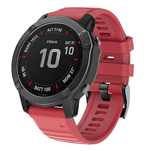 ISABAKE Correa de Reloj para Garmin Fenix 6X / 6X Pro, Fenix 5X / 5X Plus, Accesorios Fenix 3/3 HR, Banda QuickFit de 26 mm de Ancho (Rojo)