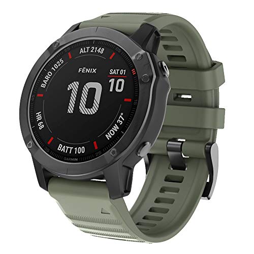 ISABAKE Correa de Reloj para Garmin Fenix 6X / 6X Pro, Fenix 5X / 5X Plus, Accesorios Fenix 3/3 HR, Banda QuickFit de 26 mm de Ancho (VerdeDelEjército)