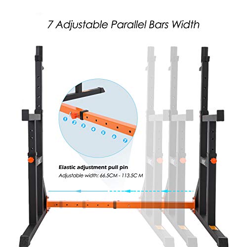 ISE Soporte Sentadillas Rack Ajustable, Estante de Barra con Pesas Soporte de Levantamiento Gimnasio para Banco de Peso, Máx 200kg, SY-RK1002