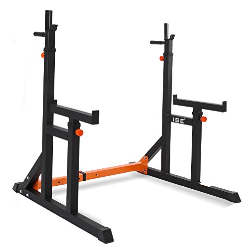 ISE Soporte Sentadillas Rack Ajustable, Estante de Barra con Pesas Soporte de Levantamiento Gimnasio para Banco de Peso, Máx 200kg, SY-RK1002