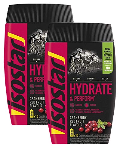 Isostar Hydrate & Perform 2x400g bebida isotónica de electrolitos - solución de electrolitos para apoyar el rendimiento deportivo - arándano, paquete de 2