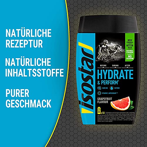 Isostar Hydrate & Perform 2x400g bebida isotónica de electrolitos - solución de electrolitos para apoyar el rendimiento deportivo - toronja, paquete de 2