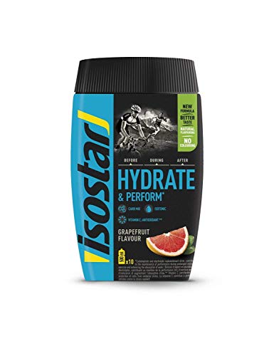 Isostar Hydrate & Perform 2x400g bebida isotónica de electrolitos - solución de electrolitos para apoyar el rendimiento deportivo - toronja, paquete de 2