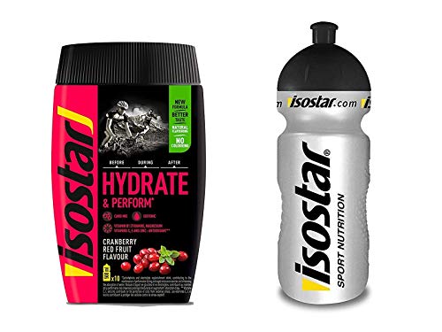 Isostar Hydrate & Perform Iso Drink - 400 g de bebida isotónica en polvo - polvo de electrolitos para apoyar el rendimiento deportivo - toronja + botella de 0.5 litros