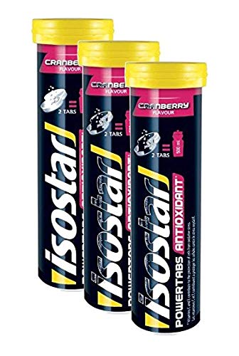 Isostar Powertabs bebida isotónica - bebida deportiva para el entrenamiento intensivo - bebida isotónica reducida en calorías - arándano, 3 tubos - (3x10 Tabs)