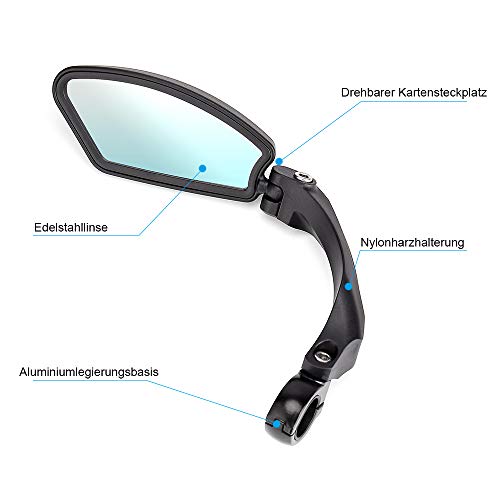 Issyzone - Espejo retrovisor para bicicleta, espejo retrovisor para manillar Blind Spot espejo e Bike Mountain Bikes bicicleta de carreras con lado izquierdo y lado derecho, 2 unidades