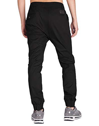 ITALY MORN Jogging Pants Hombre Jogger Pantalón Deportivos Slim Fit Chino Algodón (M, Negro)