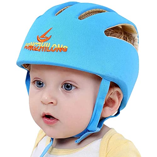 IULONEE Casco de protección para bebé, gorra protectora para cabeza de bebé, gorra de algodón ajustable(Azul)