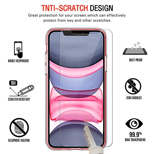ivoler Funda para iPhone 11 6.1 Pulgadas, con 3 Piezas Cristal Templado, Transparente Suave TPU Silicona Carcasa Protectora Anti-Choque Caso Delgada Anti-arañazos Case