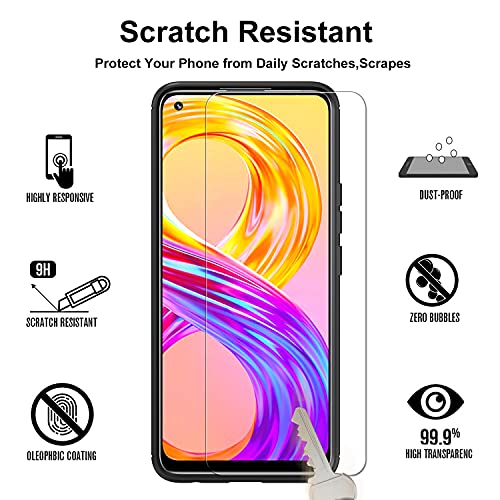 ivoler Funda para OPPO Realme 8 Pro/Realme 8 4G con 3 Piezas Cristal Templado, Fibra de Carbono Carcasa Protectora Antigolpes, Suave TPU Silicona Caso Anti-Choques Case Cover - Negro