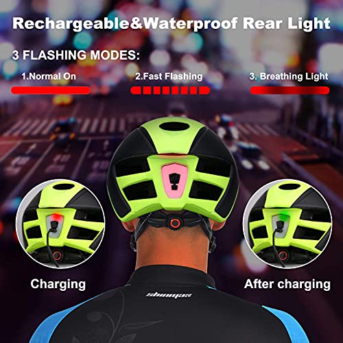 iWUNTONG Casco Bicicleta Adulto, Casco de Bicicleta con USB Luz LED Recargable Certificación CE Casco Bicicleta Hombre Mujer con Desmontable Magnética Visera & Cuerda de Seguridad Reflectante 57-62 cm