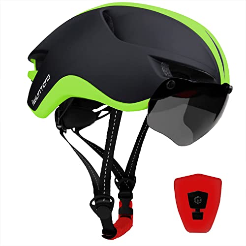 iWUNTONG Casco Bicicleta Adulto, Casco de Bicicleta con USB Luz LED Recargable Certificación CE Casco Bicicleta Hombre Mujer con Desmontable Magnética Visera & Cuerda de Seguridad Reflectante 57-62 cm