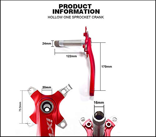 IXF Bielas para bicicleta de montaña, 170 mm, 104 BCD con kit de soporte inferior y pernos de cadena para bicicleta MTB BMX de carretera, compatible con Shimano, FSA, Gaint (rojo)
