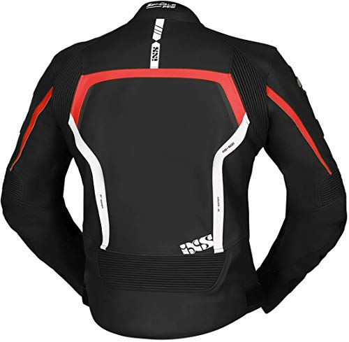 IXS Sport RS-600 1.0 - Chaqueta de piel para moto, color negro, rojo y blanco