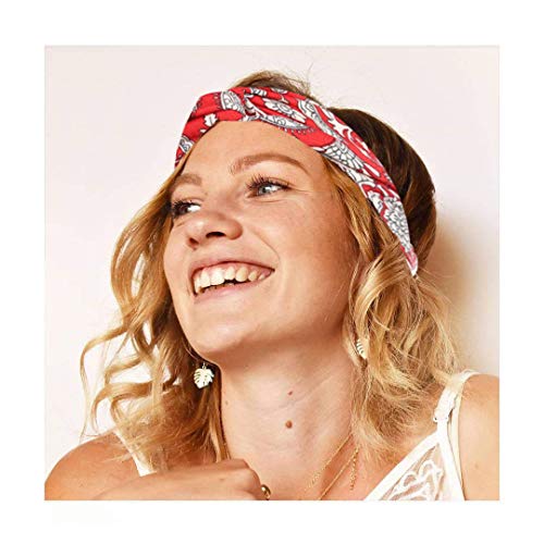 IYOU Diademas Boho Yoga Banda de sudor elástica Deporte Cintas para el cabello elásticas Cintas de pelo para fitness para mujer y niñas (paquete de 4)