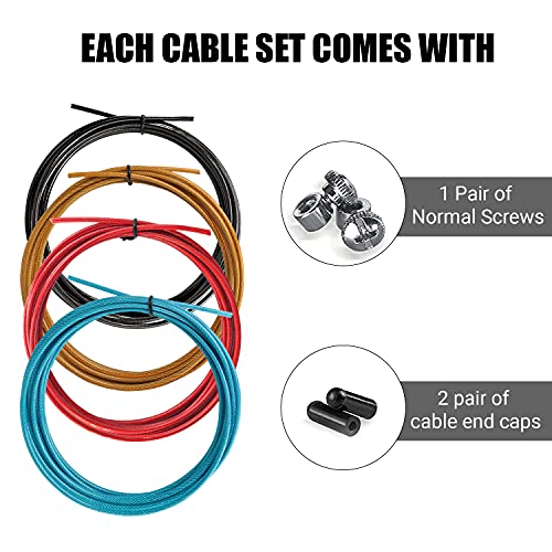 JABOFIT Set de cables de Repuesto para Cuerda de Saltar Fitness,Crossfit, | 4 Unidades para Comba Fitness Speed Rope en Acero de 2.5mm* 3 Mts Recubierto PVC | Compactible con Varias Marcas
