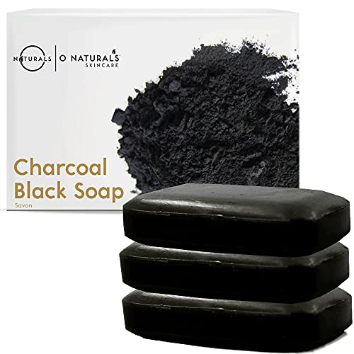 Jabón Carbón Activo Natural Negro Cuerpo Cara y Manos. Limpieza Exfoliante Vegano Para Acné Psoriasis Eccema Minimiza Poros Puntos Negros con Aceites Esenciales Terapéuticos Para Hombre Mujer 340 Gr