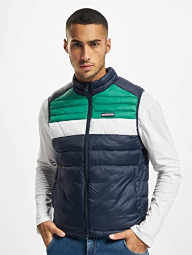 Jack & Jones Chaleco acolchado de corte recto con cremallera para hombre, Blazer Verdant Azul Marino, M