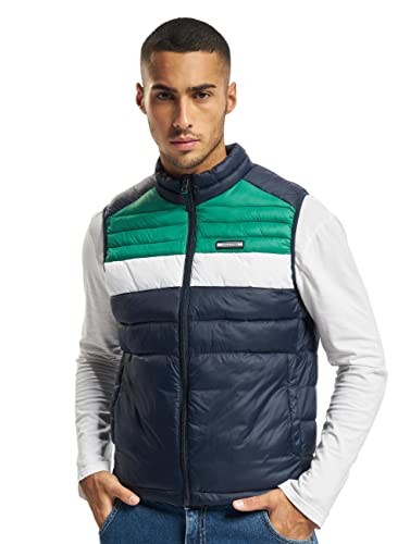 Jack & Jones Chaleco acolchado de corte recto con cremallera para hombre, Blazer Verdant Azul Marino, M