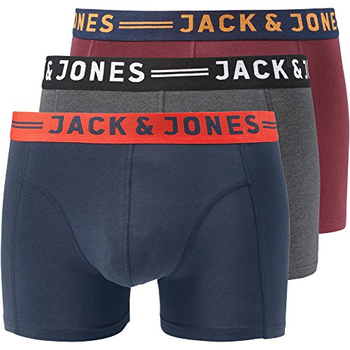 JACK & JONES JACLICHFIELD TRUNKS 3 PACK, Bóxer Hombre, Multicolor (Burgundy), Medium