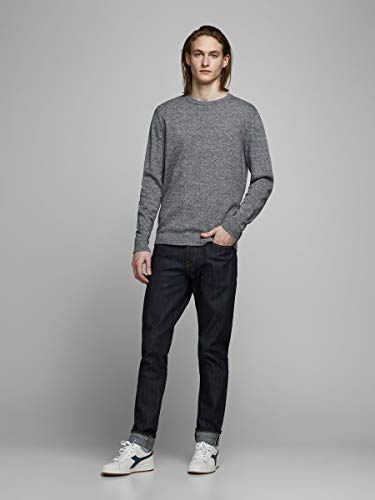 Jack & Jones Jjebasic Knit Crew Neck Noos suéter, Azul (Navy Blazer Detail: Twisted with Jet Stream), Large para Hombre