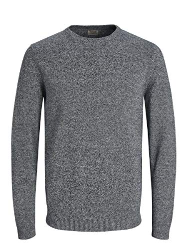 Jack & Jones Jjebasic Knit Crew Neck Noos suéter, Azul (Navy Blazer Detail: Twisted with Jet Stream), Large para Hombre