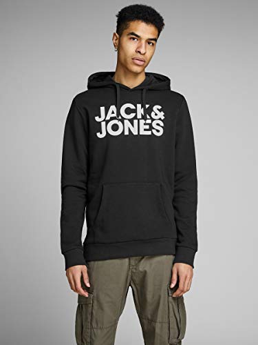 Jack & Jones Jjecorp Logo Sweat Hood Noos Hombre, Negro (Blackschwarz), X-Large