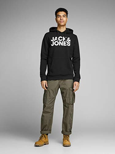 Jack & Jones Jjecorp Logo Sweat Hood Noos Hombre, Negro (Blackschwarz), X-Large