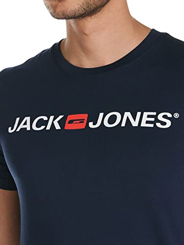 Jack & Jones Jjecorp Logo tee SS Crew Neck Noos Camiseta, Azul (Navy Blazer Detail: Slim Fit), Large para Hombre