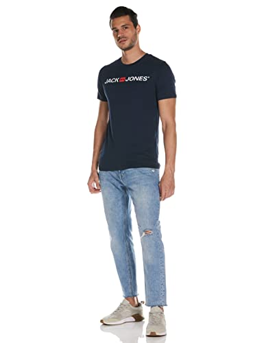 Jack & Jones Jjecorp Logo tee SS Crew Neck Noos Camiseta, Azul (Navy Blazer Detail: Slim Fit), Medium para Hombre